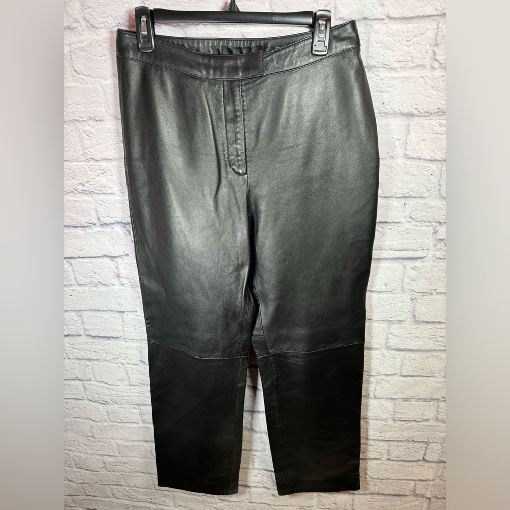 111 State Genuine Leather Pants Black Straight Leg women’s size 10